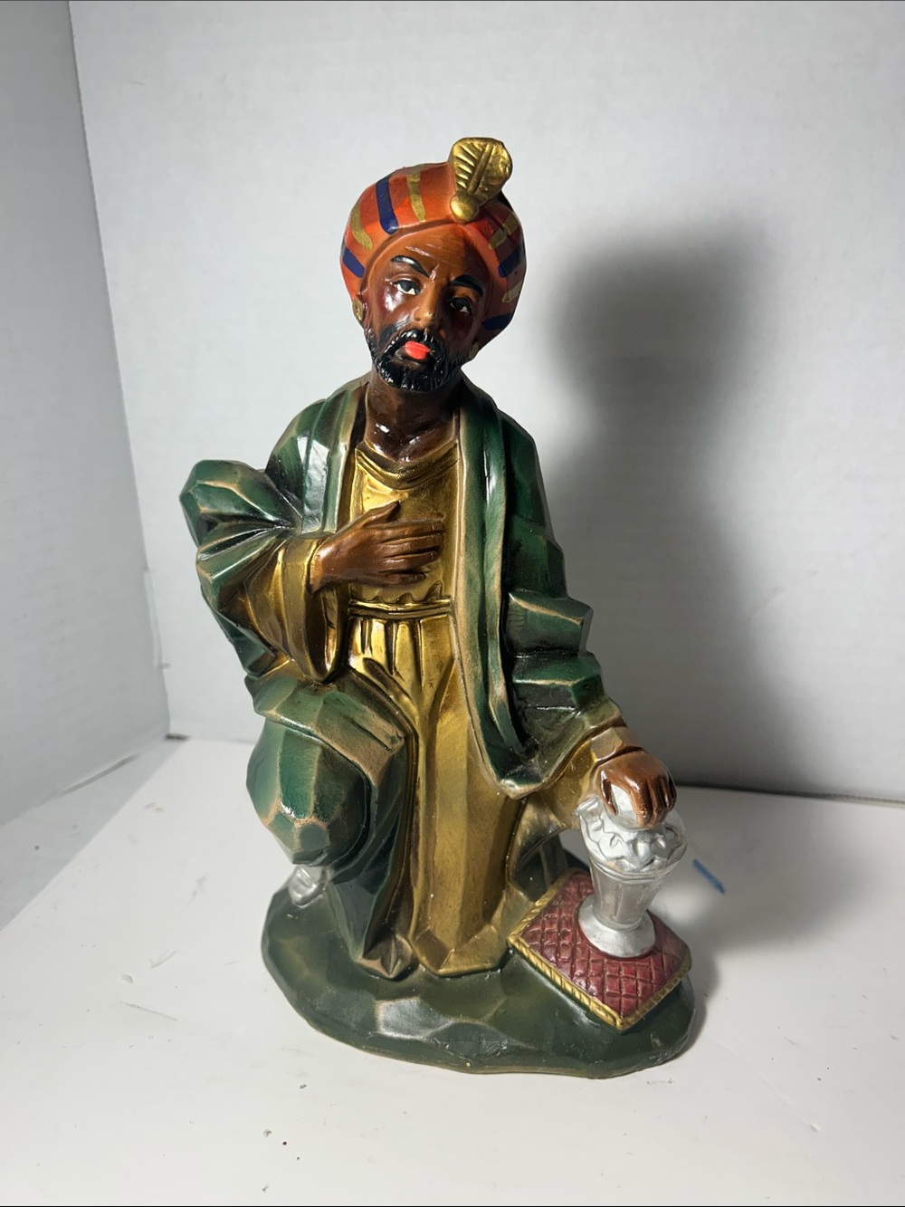 Gold & Green Three Wise Men Figurine - Decorative Home Art 10 inches